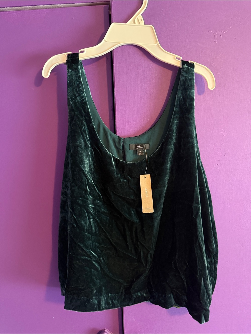 J. Crew Velvet Crop Tank Top - Emerald Green
